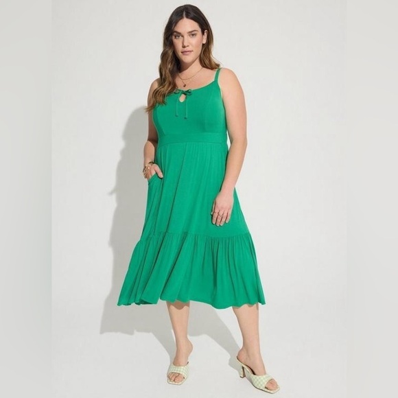 Torrid Green Supersoft Midi Dress - New - Size 30 - Picture 1 of 6